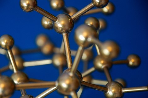 detail of a molecular model made in brass