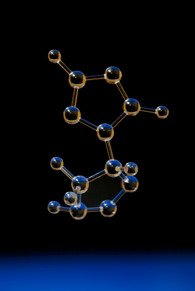 A clear transparent acrylic molecular model