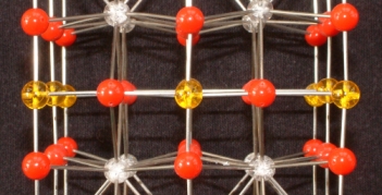 close up of a model of YBCO