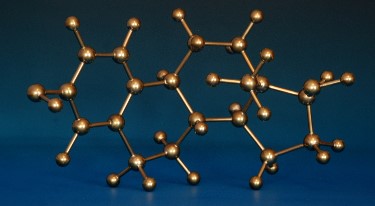 Brass model of a testosterone molecule