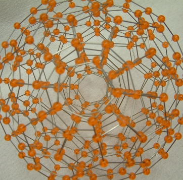 A mathematical geometric model of the 533 polytope made with acrylic balls and steel rods
