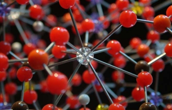 close-up picture of a ball and stick molecular model